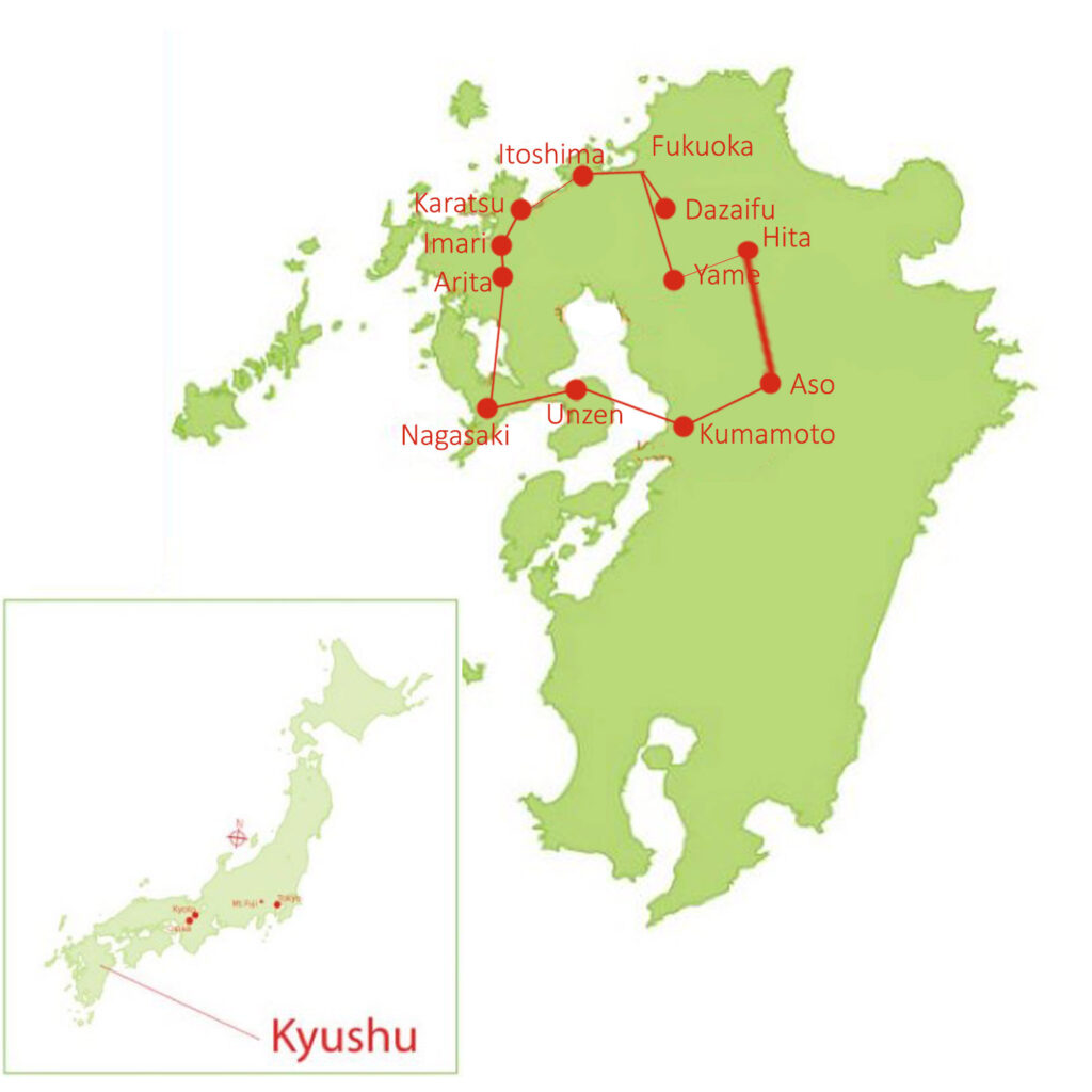 Map for 2024 Food and Autumn Tour of Kyushu Japan