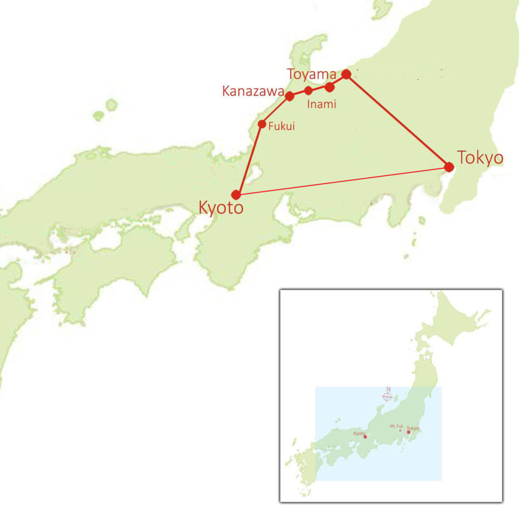 Map of GSJ-25, Cherry Blossom Tour of Sea of Japan Coast